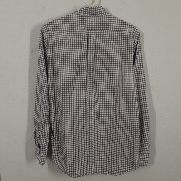 Ralph Lauren Adult Mens M Stretch Brown Plaid Long Sleeve Button Up Shirt - Picture 6 of 8